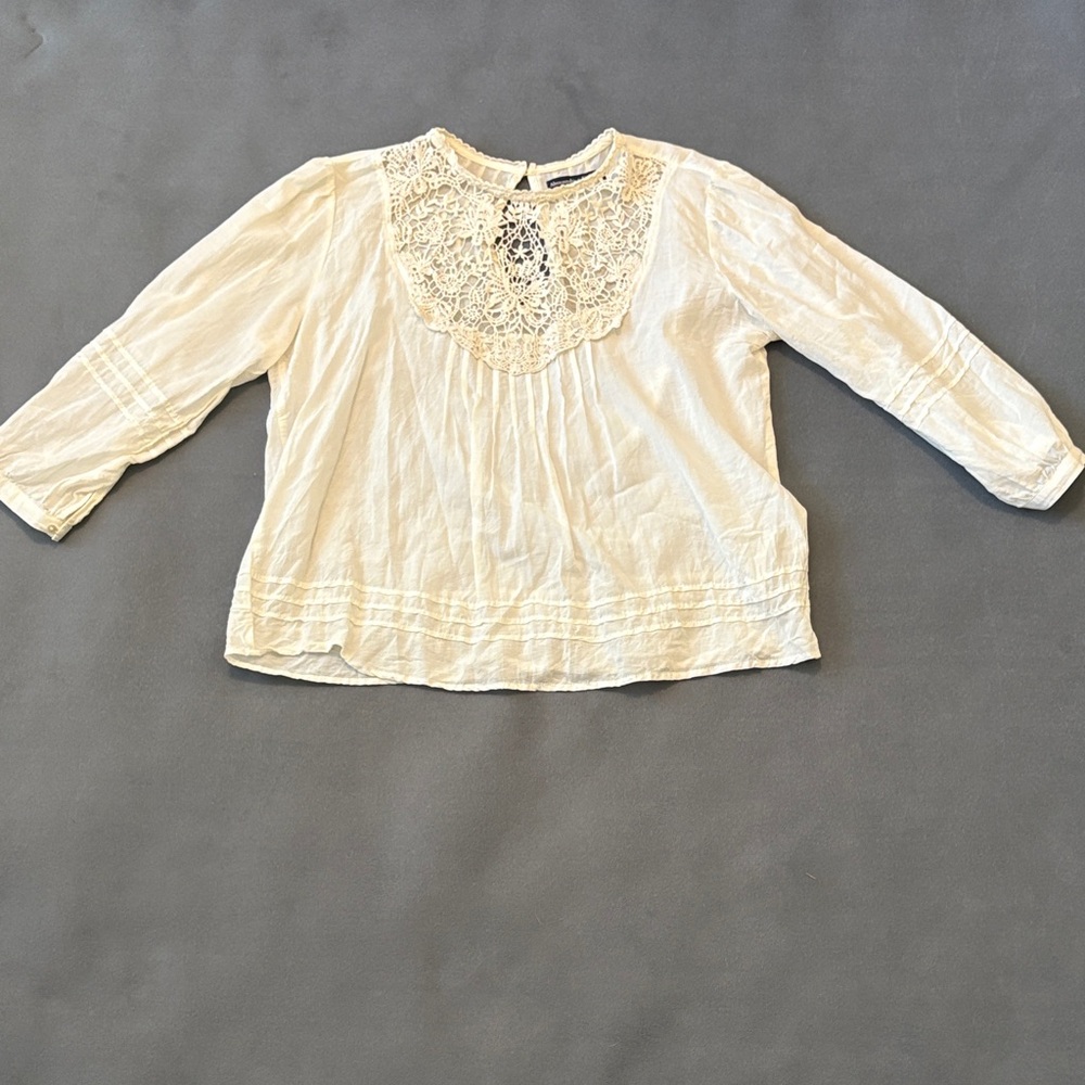 Abercrombie & Fitch Crochet Bib Peasant Blouse